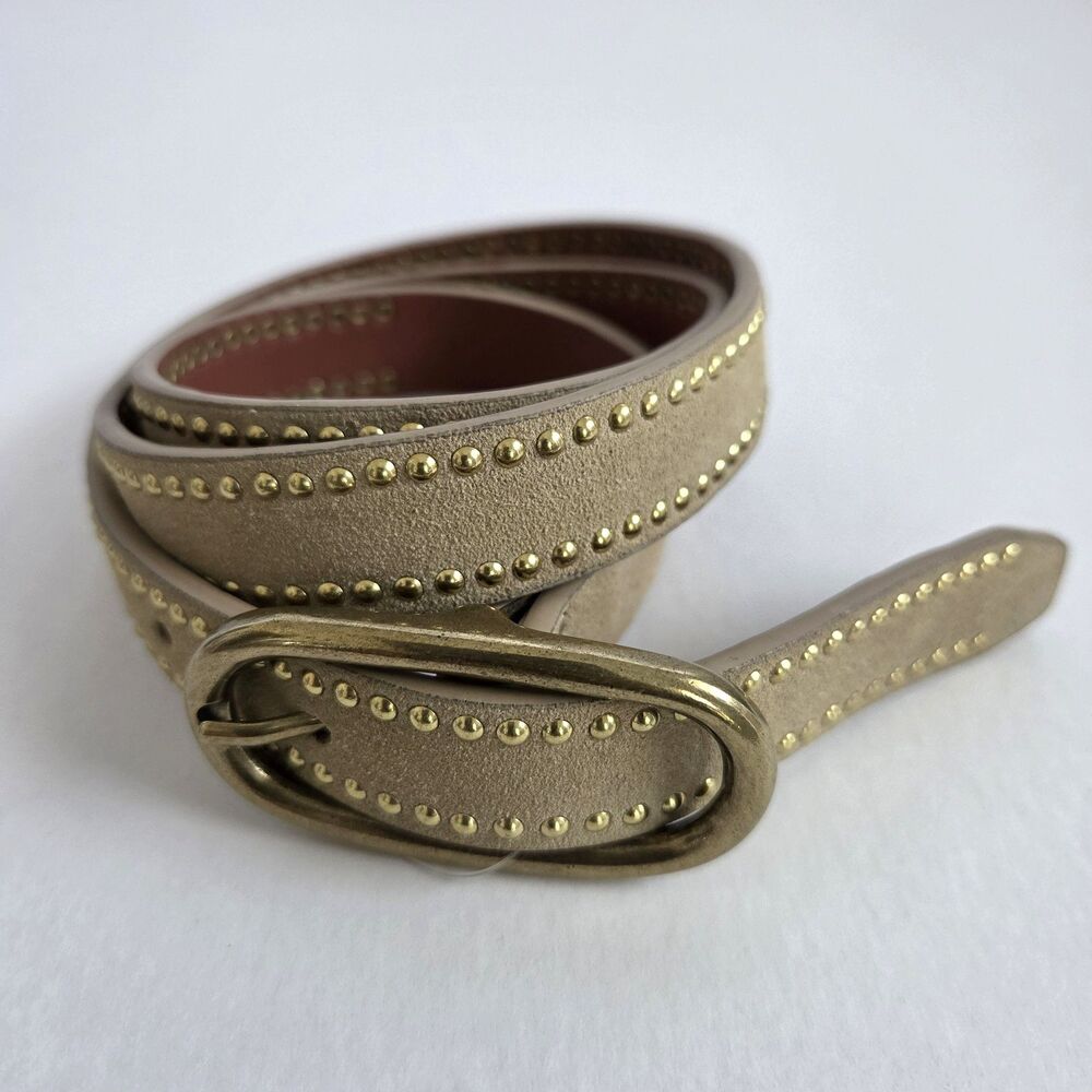 NWT Banana Republic Women's XXS Skinny Studded Suede Belt Tan Italian MSRP $64